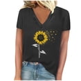 thumbnail image 1 of Camisetas de Manga Corta para las Mujeres, Impresión de Cuello en V Camiseta Casual Top Hecho de 95% Poliéster 5% Spandex para el Uso Diario de Primavera Verano, Camisetas para las Mujeres Casual, 1 of 4