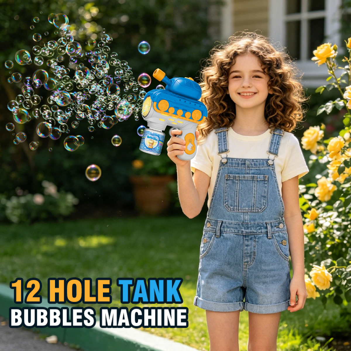 Automatic Bubble Blower for Kids, Light-Up Bubbles Machine with for Boys Girls Easter Basket Stuffers, Birthday Gifts & Outdoor Play Toys-Green