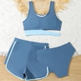 thumbnail image 6 of CAIVO Girls 3 Piece Bikini Young Kids Patchwork Color Swimming With Shorts Bathing Suit Tween Summer Swimwear Stylish Swimsuit Sets, 6 of 6