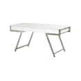 thumbnail image 2 of Benjara 63 Inch Office Desk with a Drawer, White Gloss Finish, Chrome Metal Frame, 2 of 5