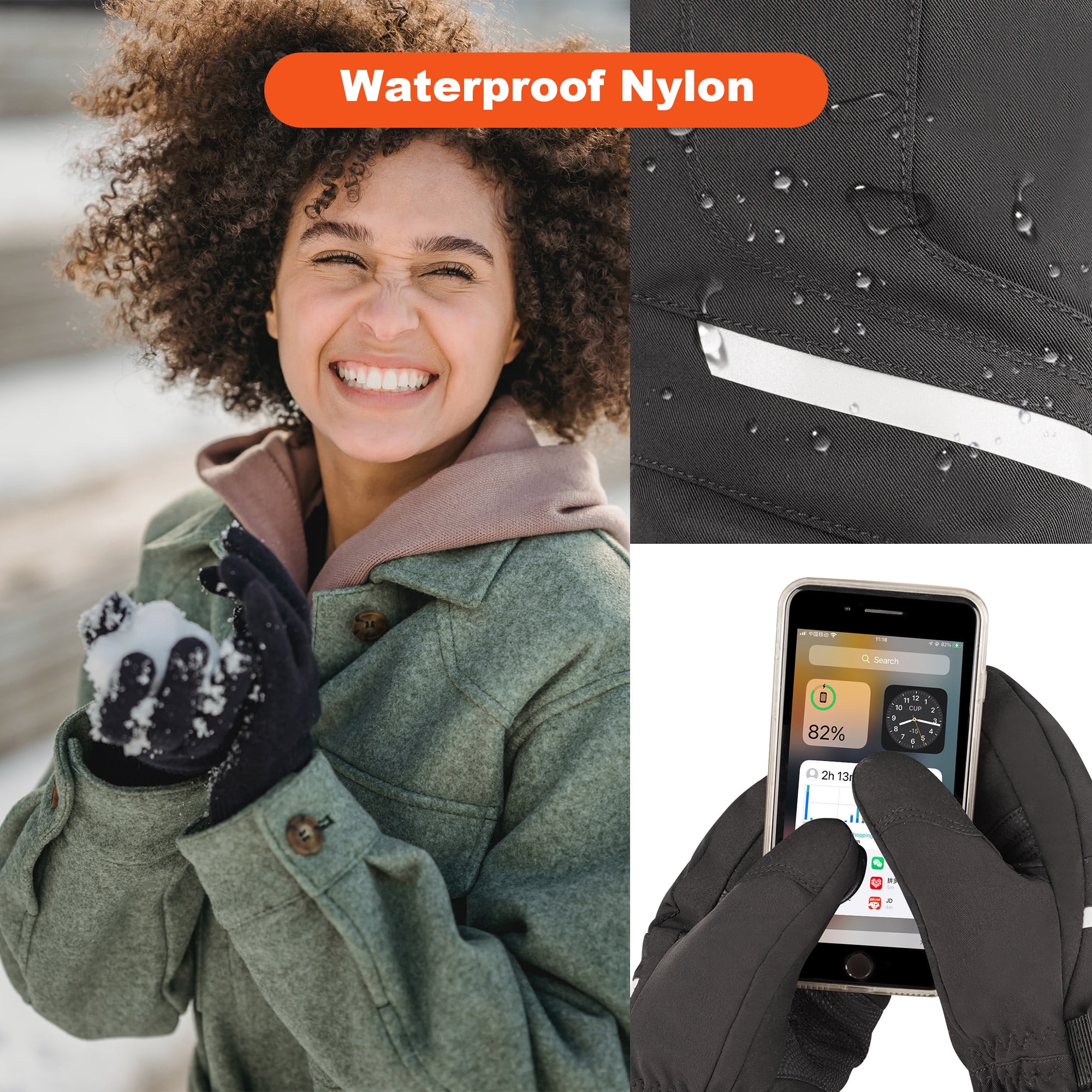 SNOW DEER Heated Ski Mittens for Men & Women – Waterproof Windproof, 3 Heat Levels, Touchscreen for Skiing, Snowboarding & Winter Sports