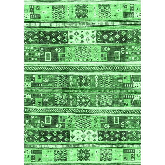 Ahgly Company Indoor Rectangle Abstract Emerald Green Modern Area Rugs, 4' x 6'