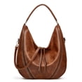 thumbnail image 2 of Faraee Womens Crescent Tote Bag Underarm Leather Shoulder Purse Tassel Crossbody Top Handle Handbag for Travel Shopping Casual Brown, 2 of 8