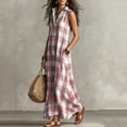 thumbnail image 4 of Achuyrbd Women's Plaid Button Front Sleeveless Dress, Collared Long Maxi Shirt Dress with Pockets, Loose Fit Summer Vacation Outfit, S-2XL, 4 of 7