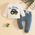 thumbnail image 2 of NOLDARES Baby Boy Fall Clothes Boys Fall/Winter Embroidery Long Sleeve Elastic Waist Everyday Outfit Set 2Pcs(T217-Blue), 2 of 6