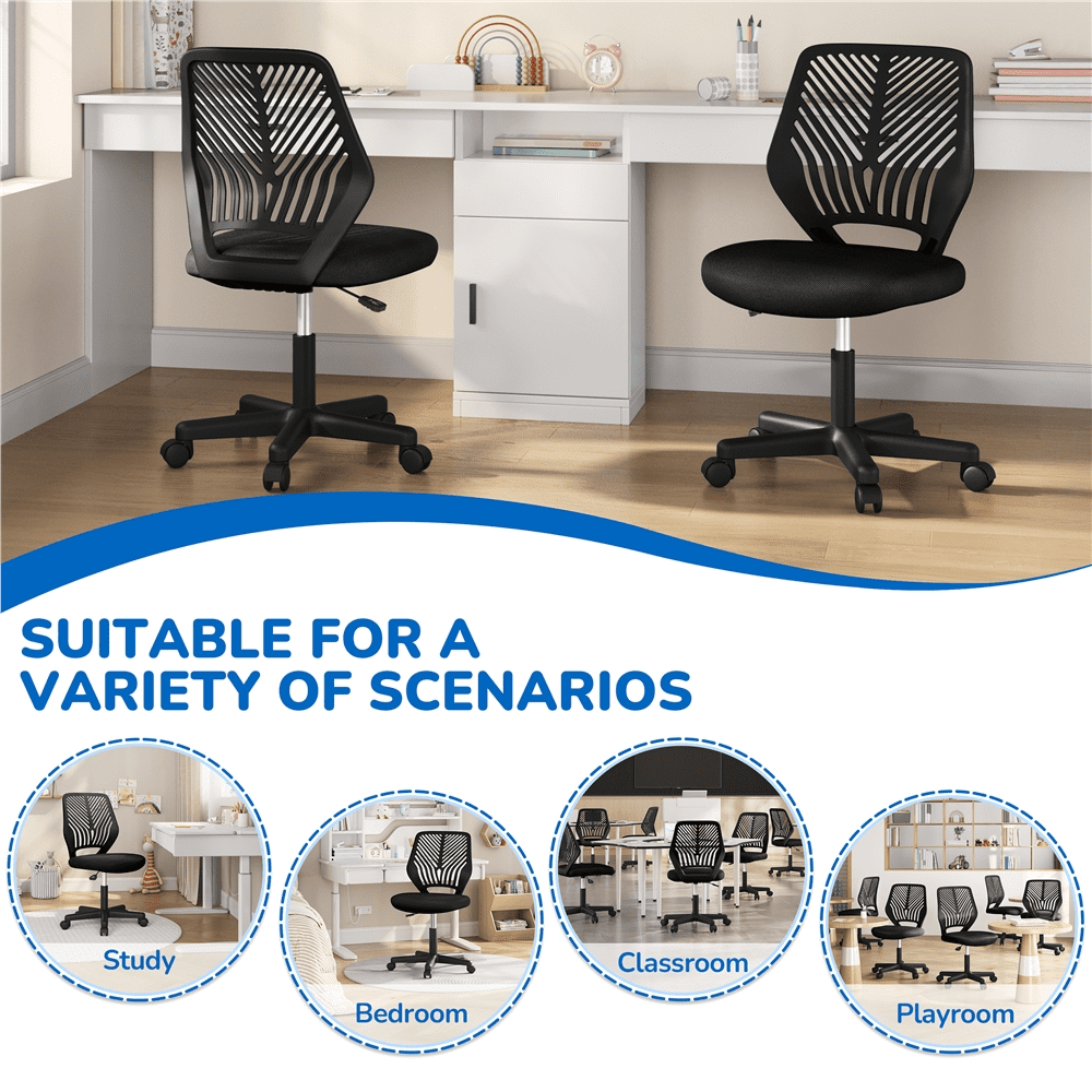 Alden Design Adjustable Armless Mid Back Office Chair, Black