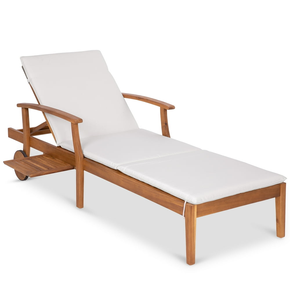 Best Choice Products 79x30in Acacia Wood Outdoor Chaise Lounge Chair w