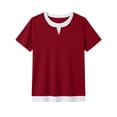 thumbnail image 5 of ZHYou 2 in 1 Layered Short Sleeve T Shirts for Women Casual Loose Fit Crew Neck Color Block Summer Tops Red L, 5 of 6