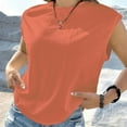 thumbnail image 5 of AherBiu Summer Tops for Women Cap Sleeve Basic Top Tees Shirts Comfy Solid Color Crewneck Blouse, 5 of 6