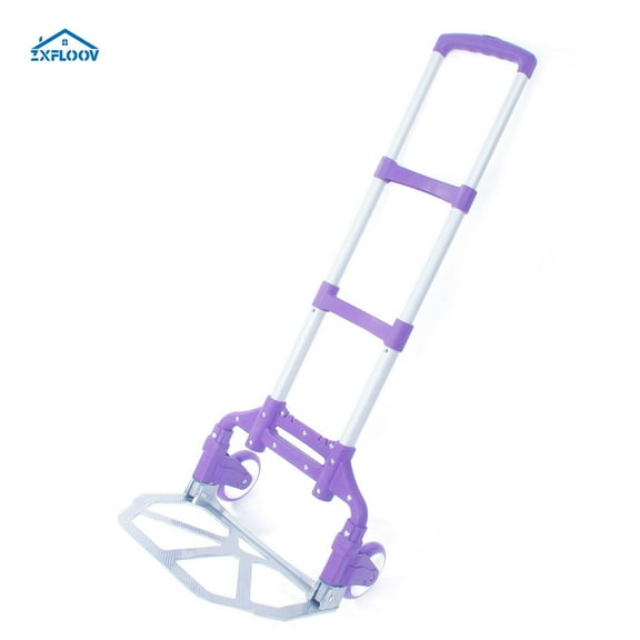 Portable Aluminium Folding Dolly Cart – Collapsible Luggage Trolley with Wheels for Easy Travel & Storage – Lightweight, Durable, and Compact Purple