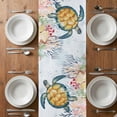 thumbnail image 6 of Coastal Sea Turtle Table Runner - 90 Inch Long, Kitchen Dining Table Runner Dresser Scarves, Marine Coral Jellyfish Starfish Oceans Farmhouse Decor for Coffee Tables Wedding Party Banquet, 6 of 8
