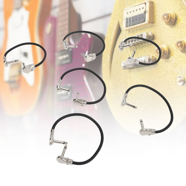 6 Pack Guitar Patch Cable Right Angled Plugs Slim Right Angle Guitar Patch Cable Kit Electric Bass Keyboards Effects