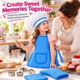 thumbnail image 2 of Rirool Kids Chef Set, 11-Piece Blue Polka Dot Cooking and Baking Pretend Play Kit with Apron, Hat, Oven Mitt, Pot Holder, Whisk, Wooden Tools and 4 Cookie Cutters for Boys and Girls Ages 3-6, 2 of 8