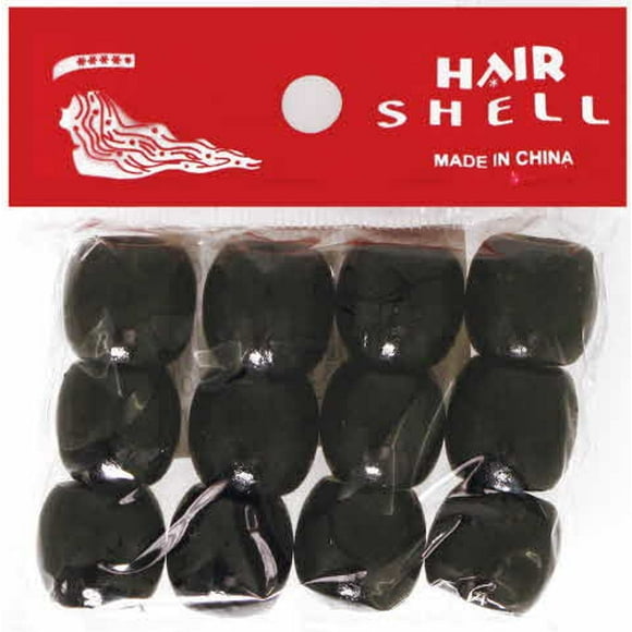 Perles en Bois de Coquille de Cheveux Noir 12pcs