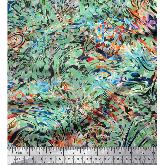 Soimoi Japan Crepe Satin Fabric Animal Skin Texture Print Sewing Fabric Yard 42 Inch Wide