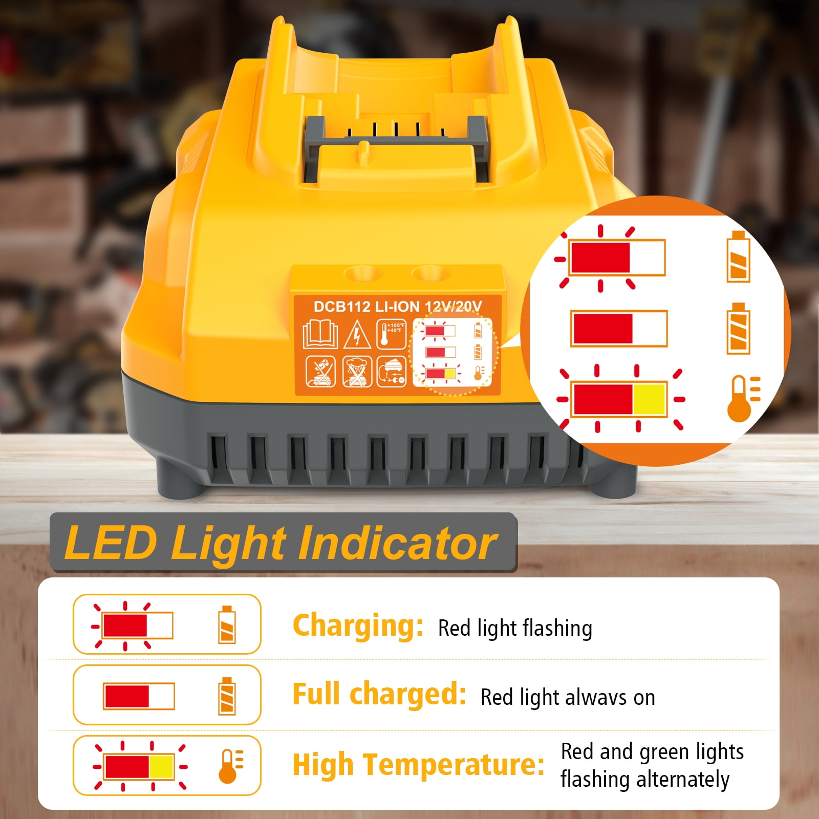 Replacement for DeWalt Battery Charger DCB112 12V 20V Max Lithium-Ion Battery Charger