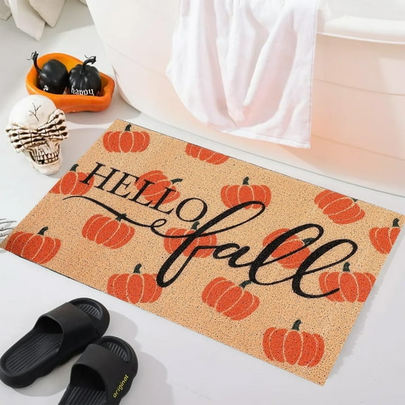 Kadlawus Under $5 ! Fall Doormat Pumpkin Floor Mat Fall Outdoor Rug Thanksgiving Outdoor Non Sliping Doormat for Front Porch Decor Home Entrance Indoor Outdoor