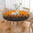 thumbnail image 3 of Orange Halloween Bats Round Fitted Tablecloth with Elastic Edge,Dining Table Cover Waterproof,Outdoor Round Tablecloth for Camping,Dining,Indoor and Outdoor, 3 of 7
