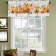 thumbnail image 3 of Orange Fall Curtain Valances for Windows, Kitchen Valance Window Treatments Panel 2 Pack, Thanksgiving Botanical Vintage Rod Pocket Short Curtains for Bathroom Bedroom 60 x 18 Inch, 3 of 8