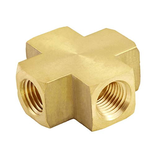 4 Way Cross BSP 1/4" Female Thread Brass Connector Fitting Pipe Adapter Thick 