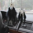 thumbnail image 2 of Colgante para espejo retrovisor de coche, atrapasueños de plumas, abalorio de cristal, accesorio decorativo para coche para mujer (negro), 2 of 4