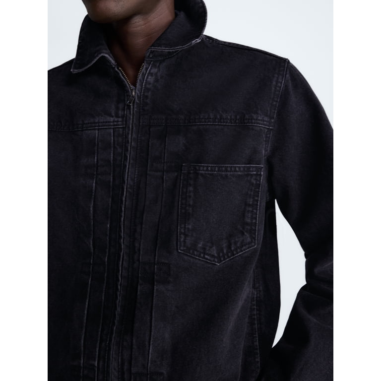 Free Assembly Men's Pleated Zip Front Denim Jacket photo 4