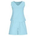 thumbnail image 5 of AUNVITO Women's Solid Color Linen Blend Top and Pants Set Spring Summer Casual Outfit Comfortable and Breathable, 5 of 9