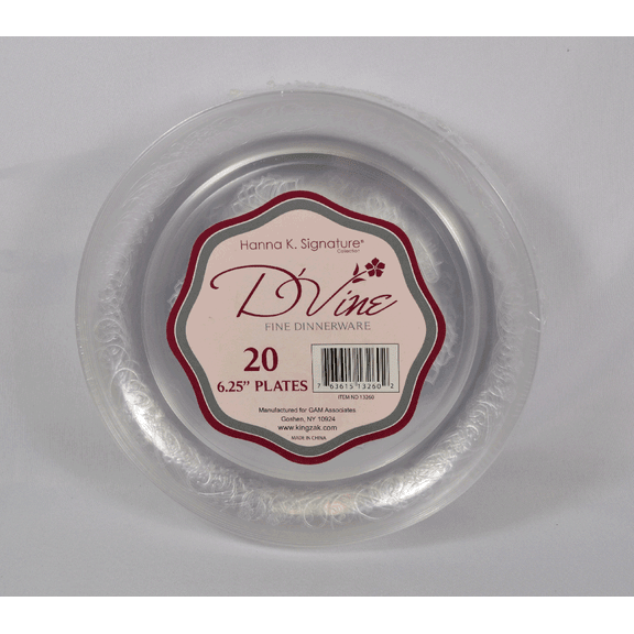 20 ct Plastic 6.25" Clear Dessert Plates Wedding Party D'Vine