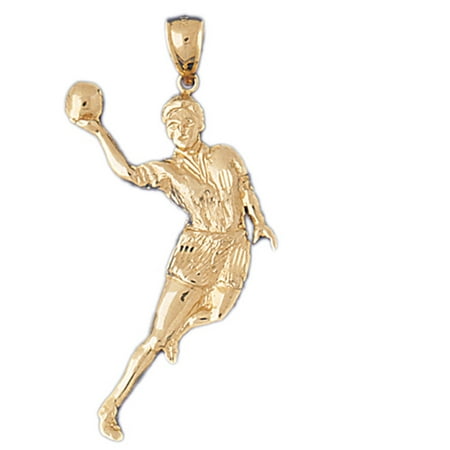 14K Yellow Gold Basketball Player Pendant - 49 mm
