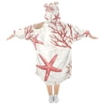 thumbnail image 2 of FORMRS Wearable Blanket Hoodie with Sleeves for Kids Cozy Flannel Sweatshirt, White Starfish, 2 of 7