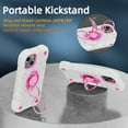 thumbnail image 5 of Rugged Case for iPhone 15 Ring Holder Kickstand Cover with Screen Protective Film, Heavy Duty Triple-Layers Military Grade Hybrid Shockproof Drop Resistant Case, White+Pink, 5 of 6