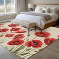 thumbnail image 4 of Red Poppy Area Rugs 5'x7', Washable Small Throw Rugs for Laundry Room Playroom, Spring Summer Farmhouse Flowers Rustic Burlap Indoor Outdoor Rug Non-Slip Low Pile Carpet Runner Reversible Floor Mats, 4 of 8