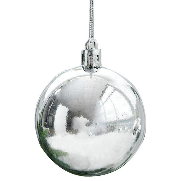 Juego de adornos de bolas navideñas para árbol de Navidad, decoraciones inastillables para vacaciones, fiestas, - Plata.