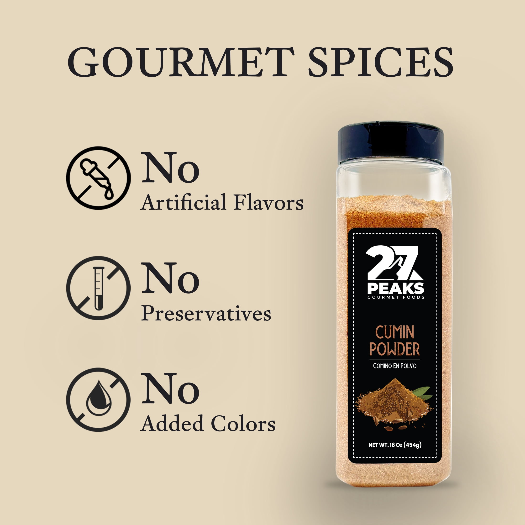 27 Peaks Gourmet No Artificial Flavors Cumin Powder, 16 oz Bottle