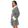 thumbnail image 2 of Just Love Women's Plush Velour Robe – Soft Hooded Bathrobe for Lounging and Relaxing (Houndstooth, Small), 2 of 3