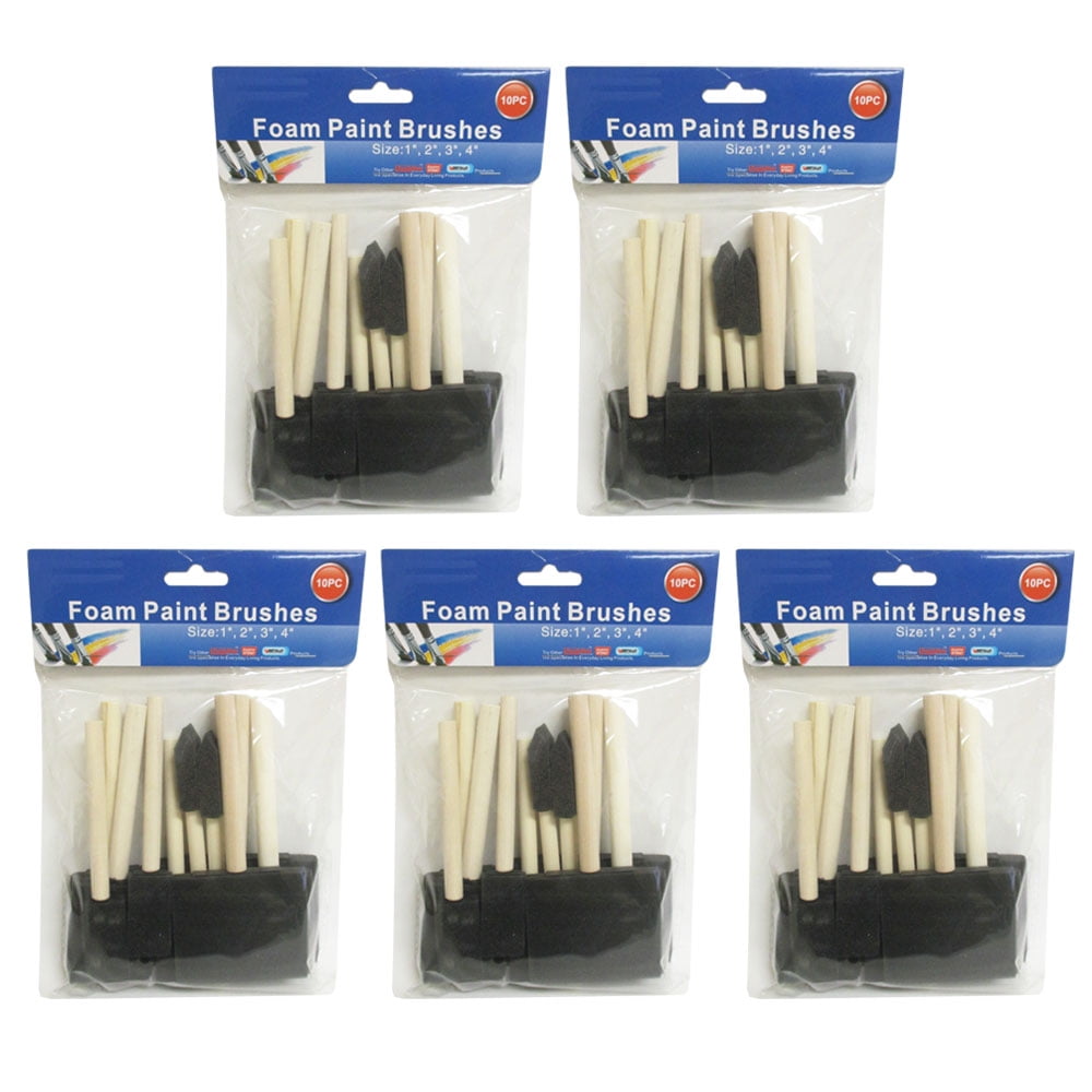 3 2 and 4 Inch Brushes Perfect for an Array of Canvases Wholesale Bulk LOT 768 Pack Foam Paint Brush Set Assorted Sizes with Wood Handle and Black Foam Features 1
