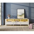 thumbnail image 2 of WAMPAT LED TV Stand for TVs up to 75 Inch, White Modern Entertainment Center for 80/70/65 inch TV Console Table with 6 Cubby Storage for Living Room Bedroom, 2 of 7