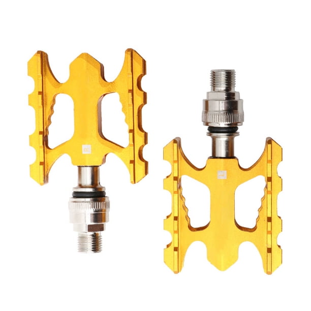 Eigraketly Pedales de bicicleta Accesorios para bicicletas profesionales Liberación rápida Plegable Aleación de aluminio Ciclismo Pedal Reemplazo Negro Ciclismo Dorado Eigraketly OD024280-04
