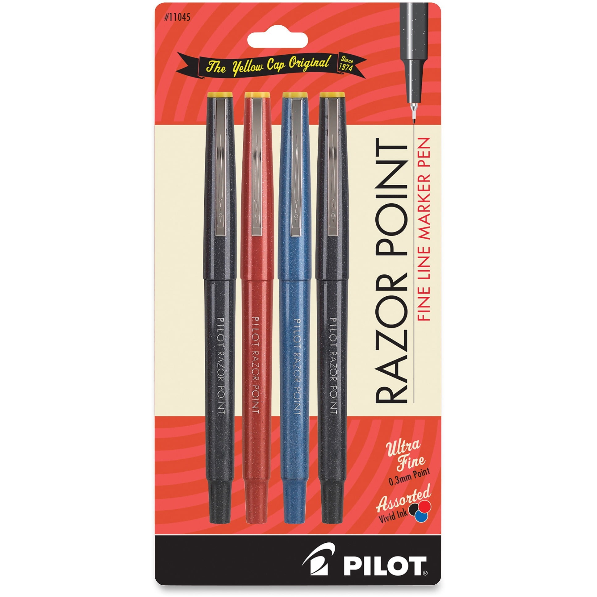 Pilot Pil11045 Razor Point Fine Line Marker Pens 4 Pack