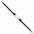 thumbnail image 3 of Chisel Stainless Steel Polished Black Woven Leather 8.25 inch ID Bracelet, 3 of 4