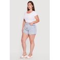 thumbnail image 2 of Women's Plus Size Raw Hem Distressed Denim Shorts, 2 of 4