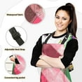thumbnail image 2 of Green Pink Lines Oven Mitts and Pot Holders with Chef Apron Set 5 Pcs Kitchen Cooking Set, 2 of 6