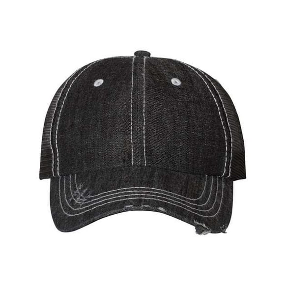 Mega Cap Black Denim/ White 5886 Adjustable
