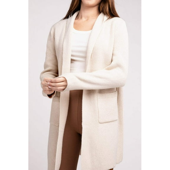 ZENANA Hooded Open Front Sweater Cardigan