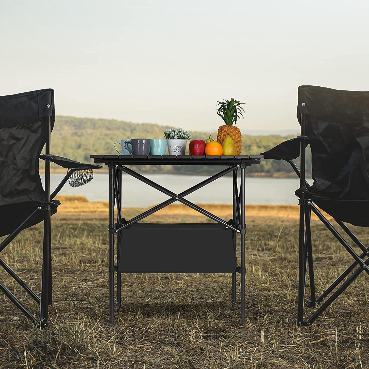 Oumilen Folding Camping Table - Small, Aluminum, Foldable Tables with Carry Bag Included - Lightweight and Portable, Outdoor Use