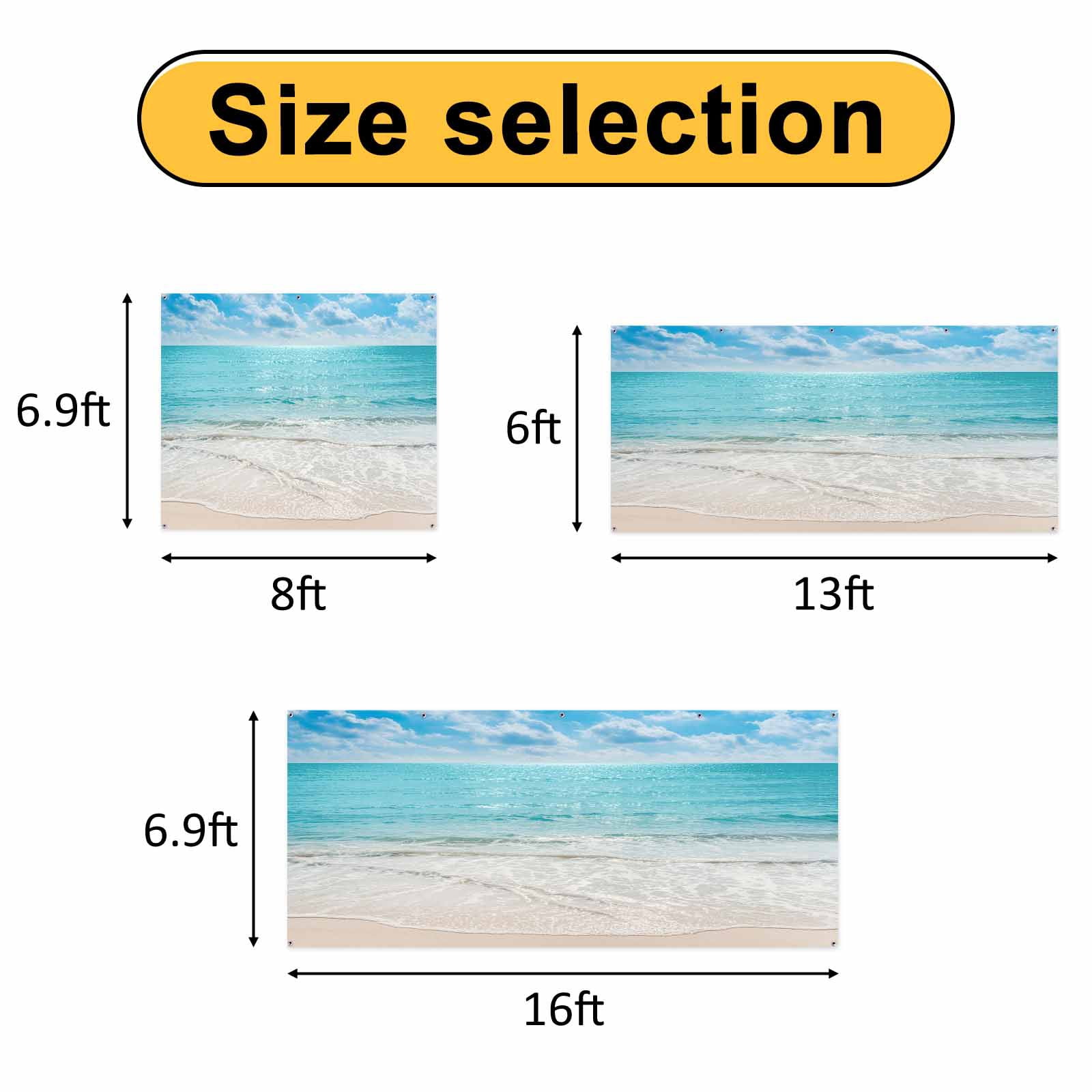 Summer Beach Garage Door Cover Banner 7 x 8 FT, Blue Coastal Ocean Seaside Nautical Garage Door Curtains Backdrop with Grommets for Indoor Outdoor Wall Party Porch Yard Decorations Background