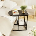 thumbnail image 4 of Gymax C-Shaped Side Table Compact 2-tier Storage End Table for Small Space Black, 4 of 9