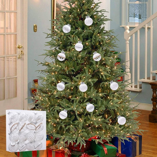 pstuiky Paquete de 16 adornos navideños bolas de Navidad de 60 mm grandes adornos de plástico transparente para árbol de Navidad decoraciones colgantes para Navidad.