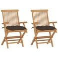 thumbnail image 1 of vidaXL Garden Chairs with Taupe Cushions 2 pcs Solid Teak Wood, 1 of 5