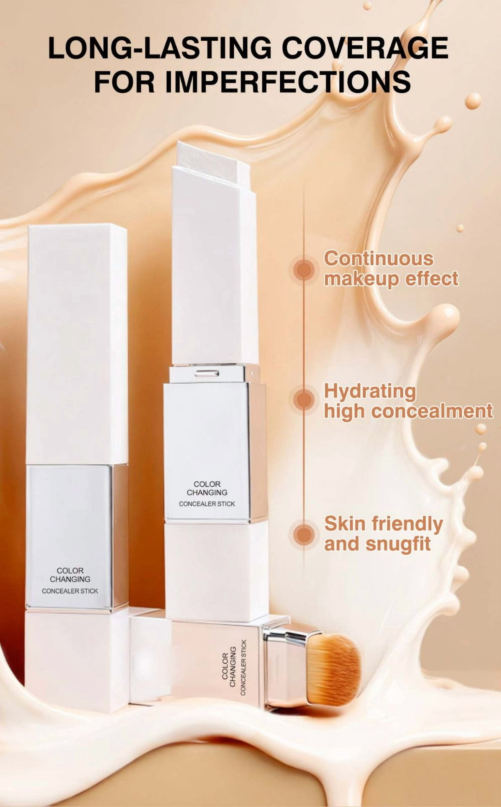 Color Changing Foundation Stick, 2 in 1 Dual Ended Korean White